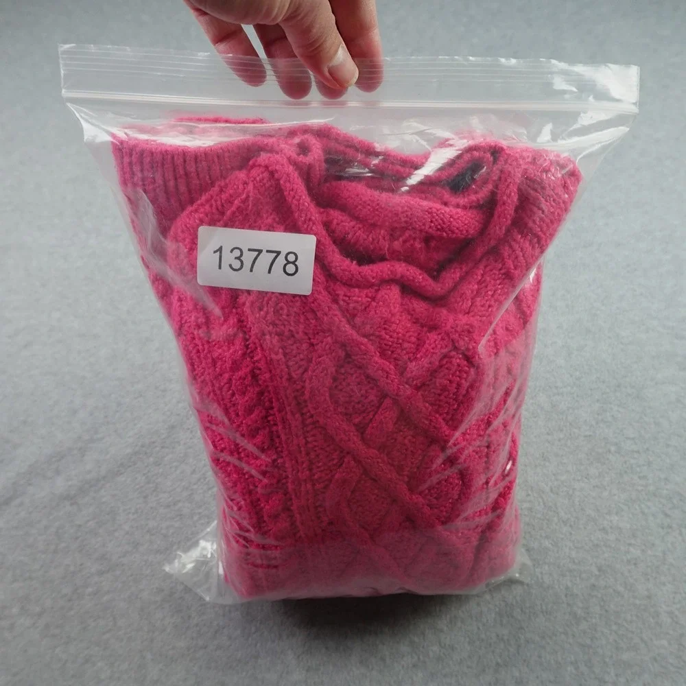 J. Crew Sweater Womens XL Pink Cable Knit Preppy Pullover Mock Neck Chunky